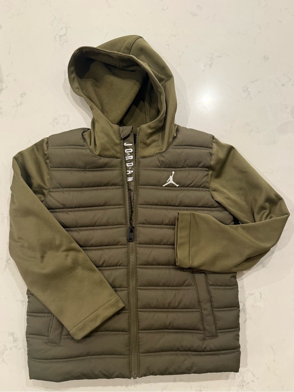Jordan olive green Puffer Jacket with Hood